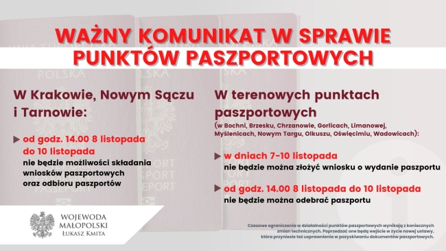 Plakat z komunikatem Wojewody Małopolskiego